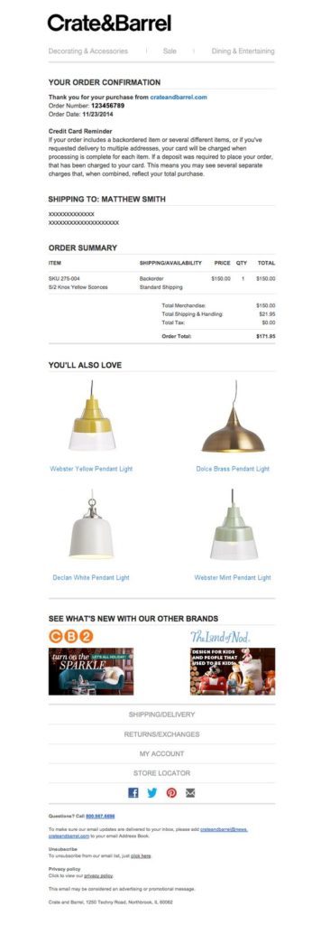 transactional email example_order confirmation_crate and barrel 356x1024 356x1024 1