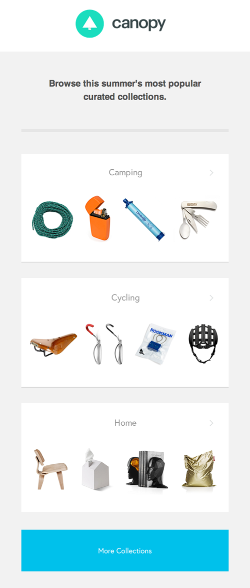 Popular Collections Ecommerce Email Design from Canopy