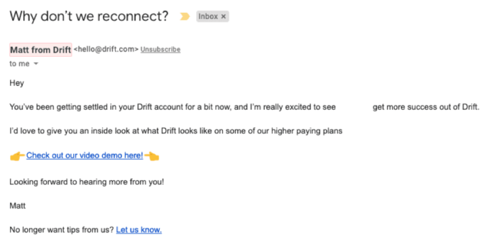 reconnect with lost users drift