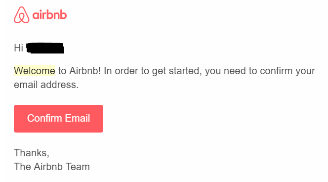 Welcome Email Airbnb